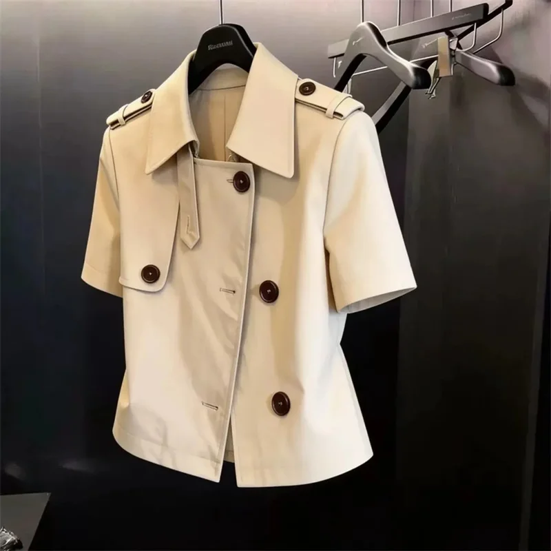 2026 Spring Summer Autumn New Khaki Single-breasted Coat Women's Jacket Versatile Temperament Short Windbreaker Outerwear Top