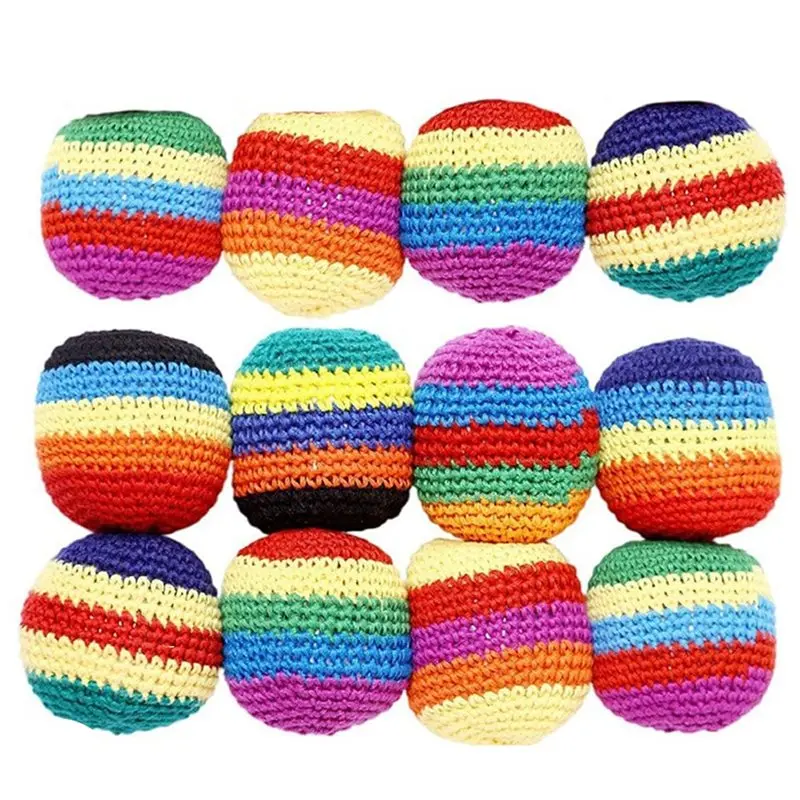WOWFU-Footbag, Bolsas de Arena para Footbag, 12 Unidades, Sandmaster, Crochet Sand Epic, Coloridas, para Juegos de Malabarismo y Fiestas al Aire Libre