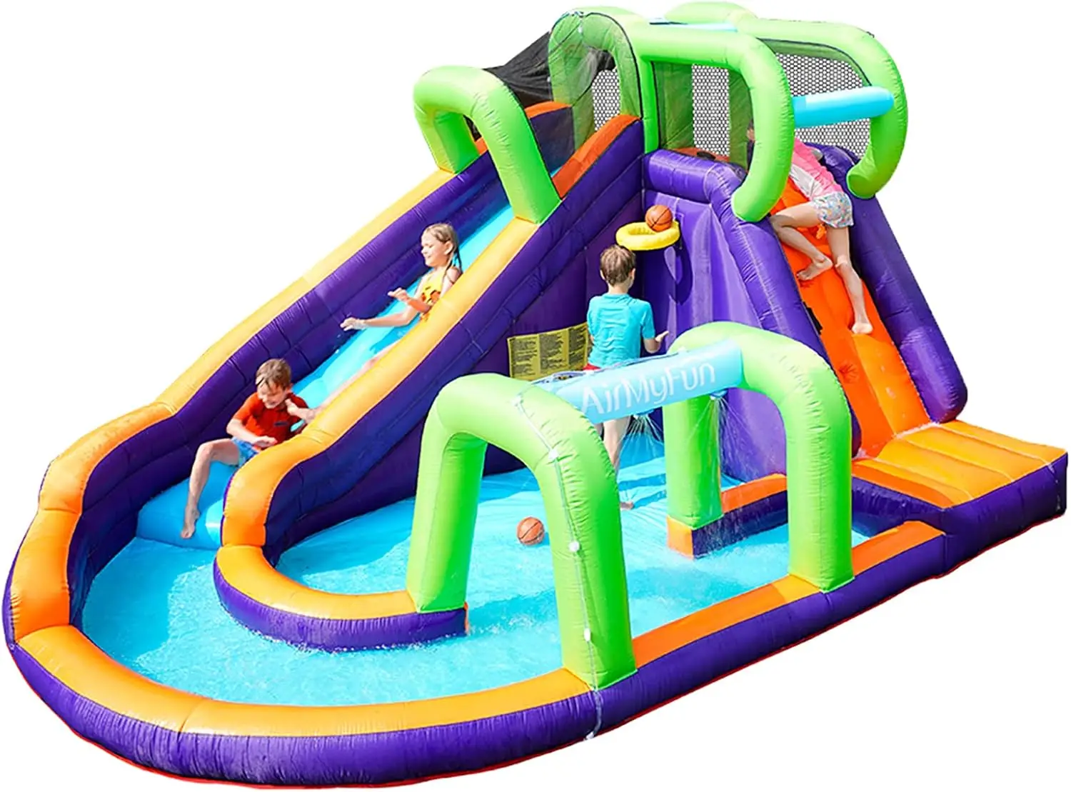 InflatableBounce House for Kids with Blower. Family Backyard Bouncy Castle with Fun Doorway Tunnel, Climbing Wall,Lo