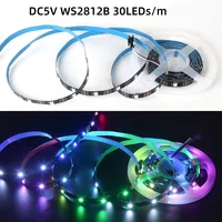 WS2812B 5050 RGBIC Smart LED Strip WS2812 Individually Addressable IC 30/60/144Pixels/Leds/m Light DC5V Black IP30/67 Waterproof 3