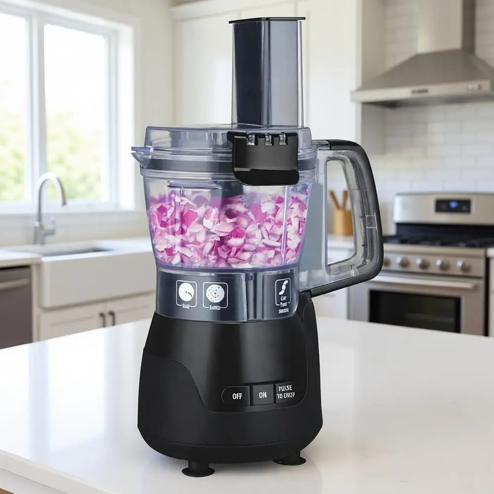 

4-Cup Mini Food Processor with 250 Watts for Chopping, Slicing, and Shredding, Black