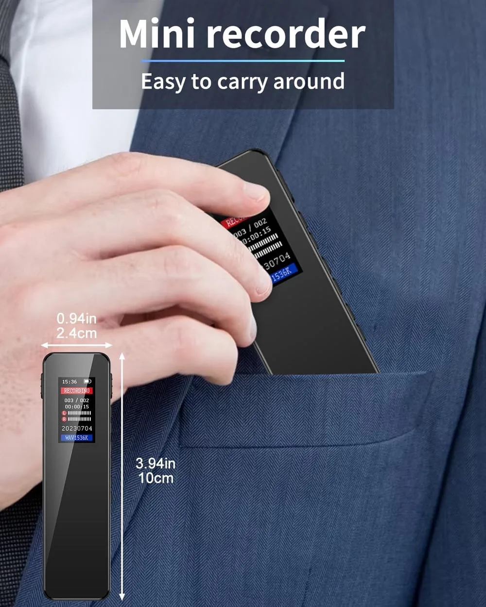 16GB Memory Digital Voice Recorder with Playback, A-B Repeat, Variable Speed Play, Voice Activated Recorder Lectures MP3 PQ134