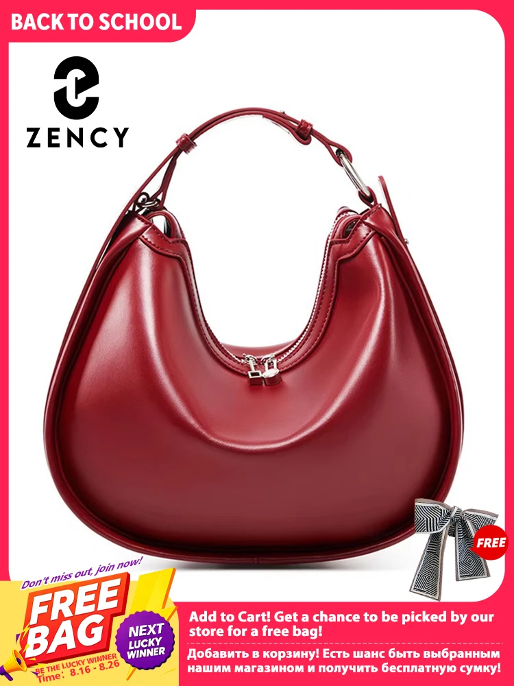 Zency Premium Genuine Leather Women's Handbag Luxury Hobo Bag Large Capacity Fashion Shoulder Bolsa for Wife Lover Bride Bag