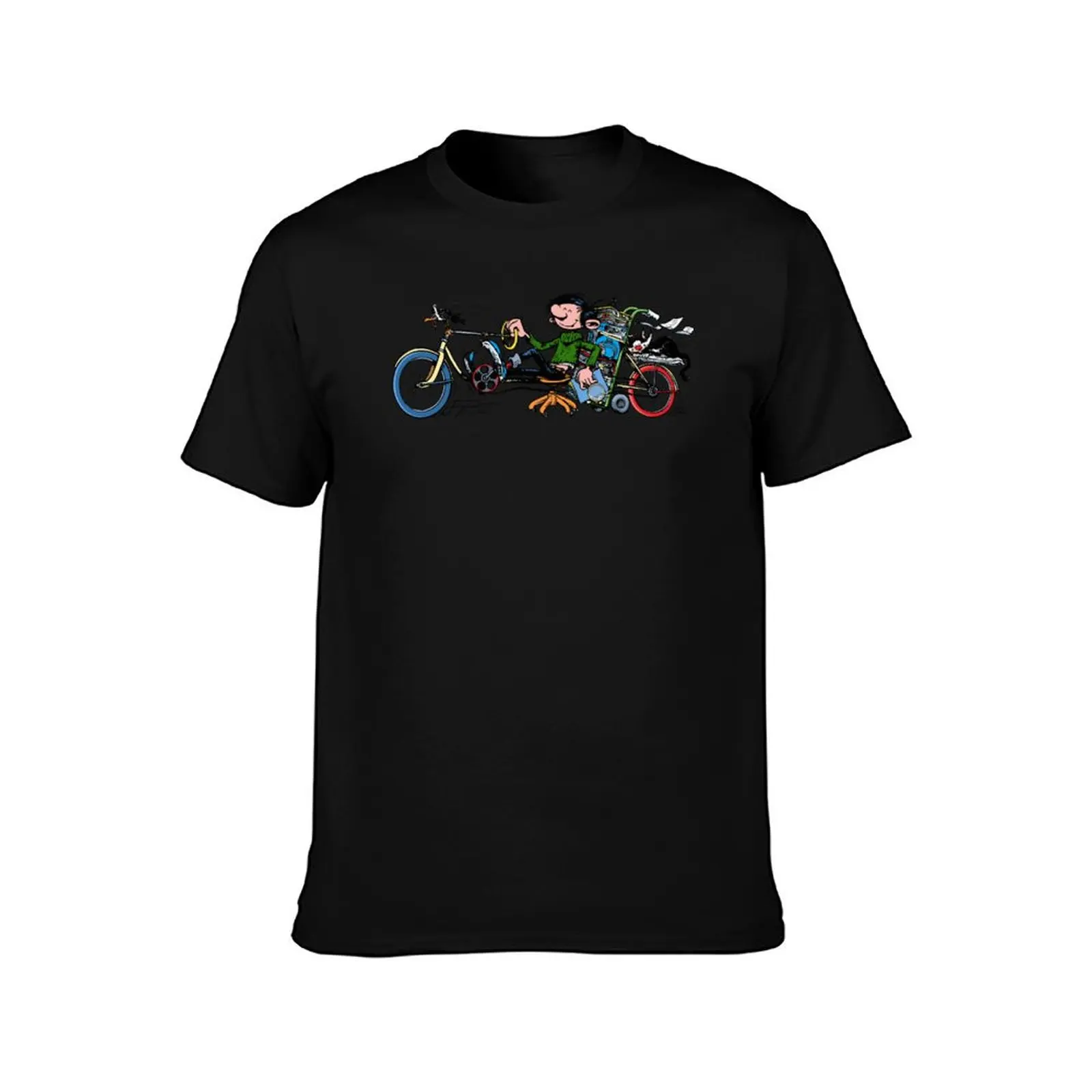 Gaston Goof on Bike T-Shirt Summer Casual Cotton Tee Oversized Streetwear Tops Vintage Graphic Print Loose Fit Short Sleeve