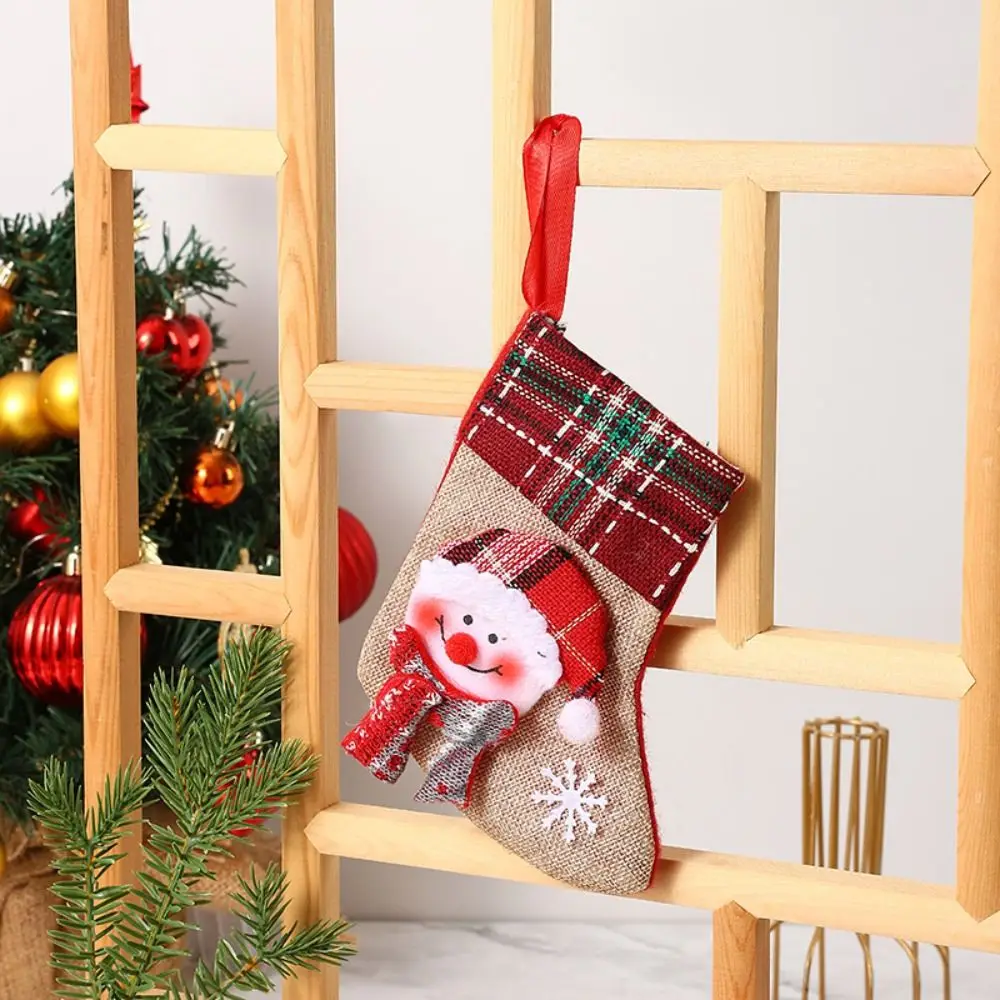 Snowman Hanging Christmas Stocking Reindeer Xmas Tree Ornaments Christmas Gift Sock Santa Large Gift Bag Navidad