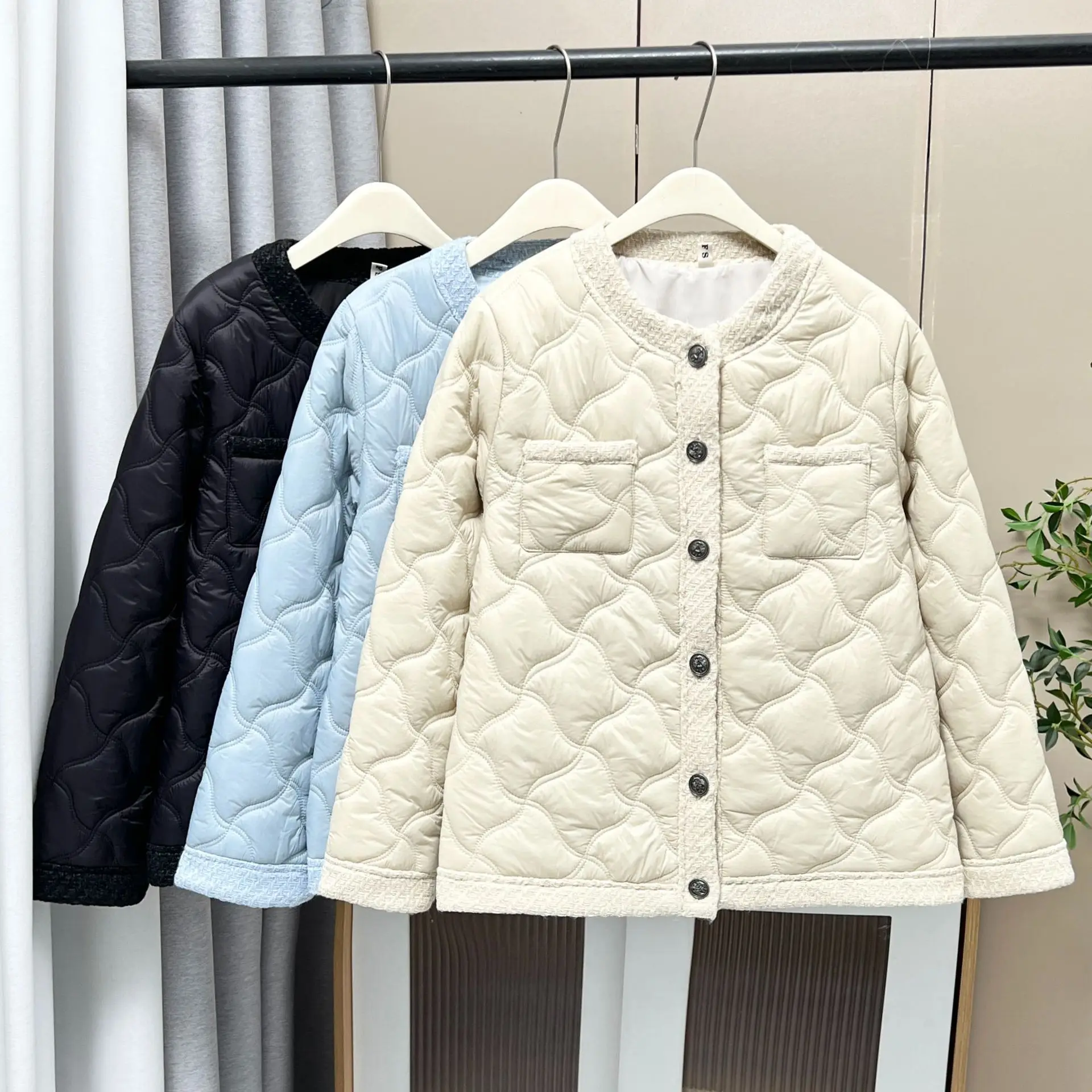Xxxl moda plus size parkas femininas outono e inverno estilo coreano chique quente sem gola jaqueta acolchoada 688