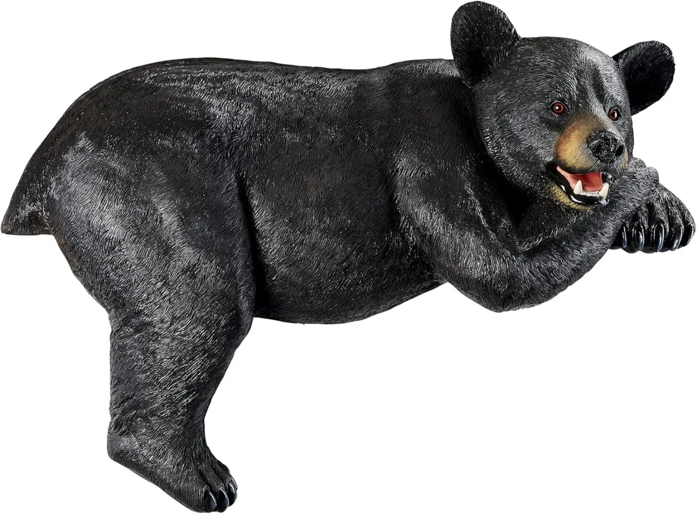 KY1884 Lemont The Lovable Lounger Sleeping Black Bear Roof Mount Outdoor Garden Statue, 34 Inch Long, Handcast Polyresin