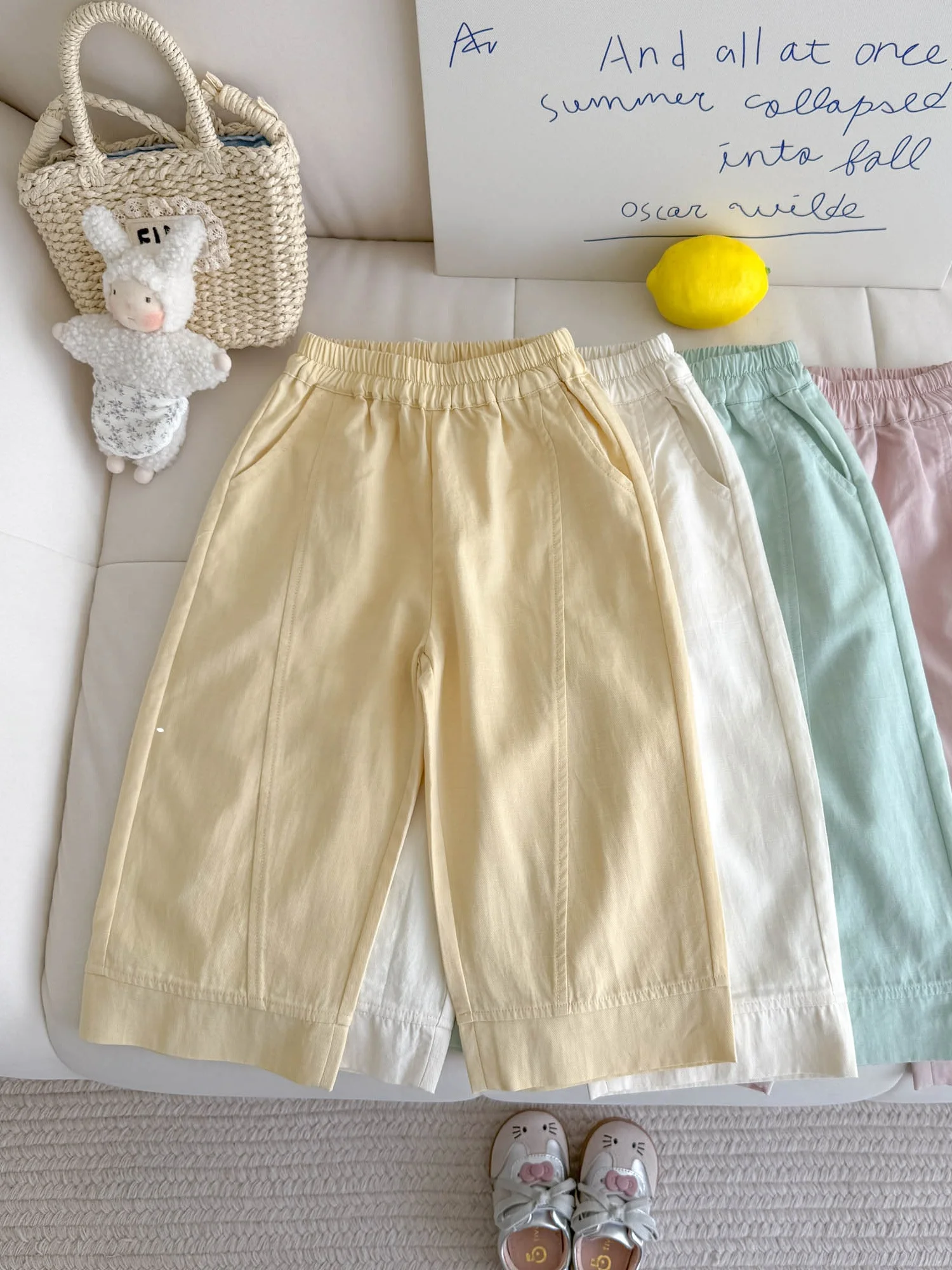 Faionable Baby Straight Leg Pants Children's Casual Trousers Summer New Sle Ele Girls' Pants Korean Sle Patchwork