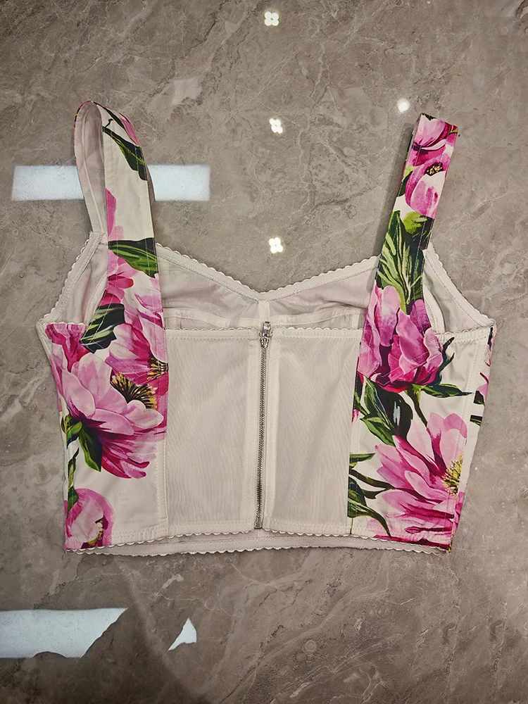 JUNLINNA Women Beach Holiday Camisole 100% Cotton Flower Printing Laptops Summer Lady Spaghetti Strap Tops