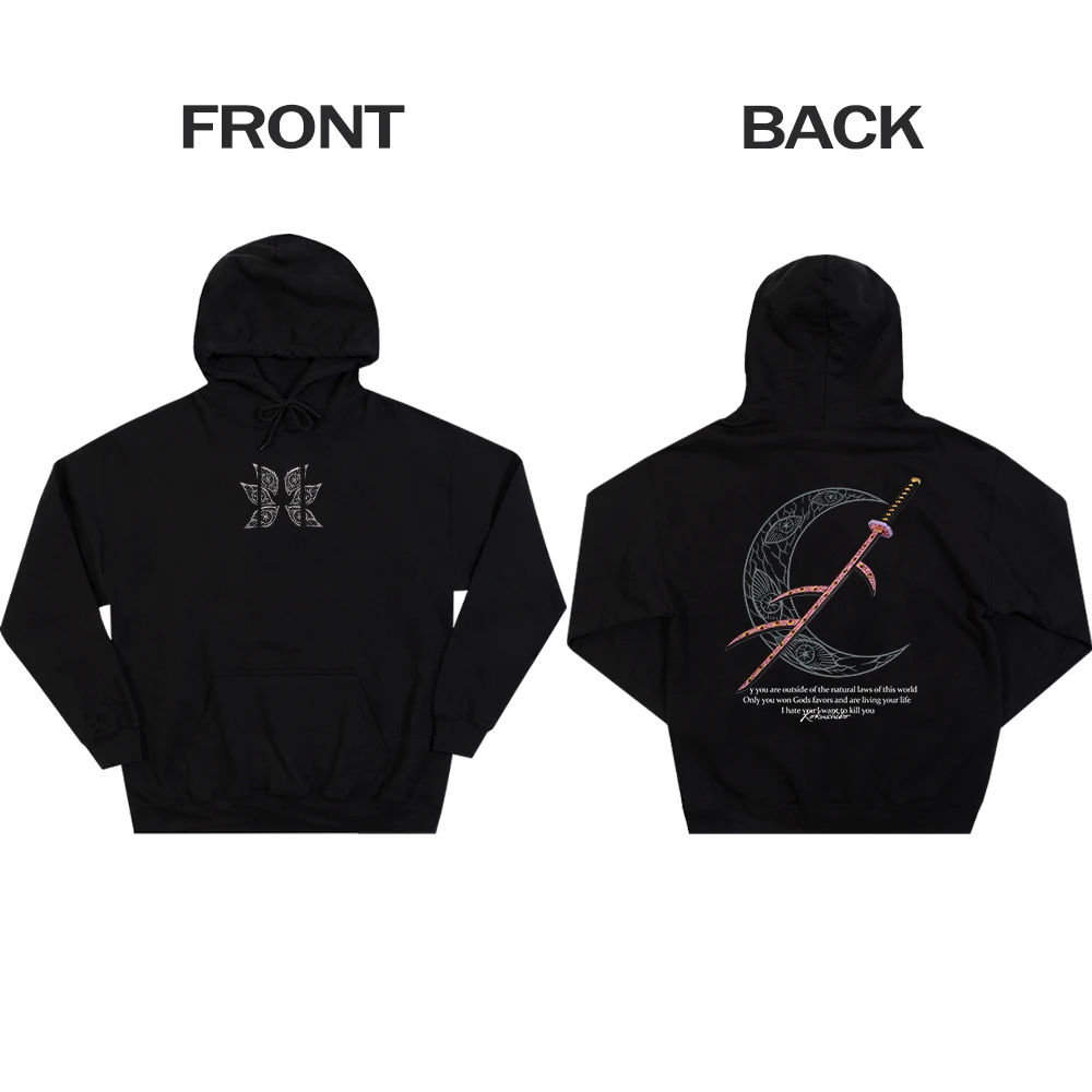 Anime Demon Slayer Printed Hoodies Kokushibo Autumn Winter Men Women Pullover Hoody Long Sleeve Hooded Sweatshirt Unisex