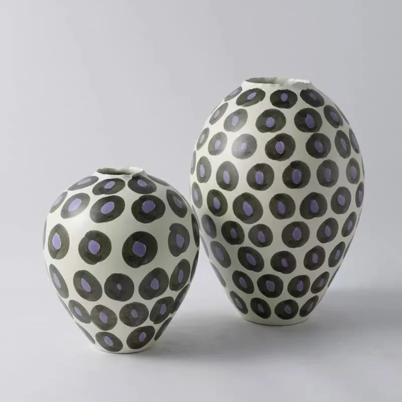 Wabi Sansan wind ceramic vase ornament, living room flower arrangement artistic sense,niche guest dining table decoration flower