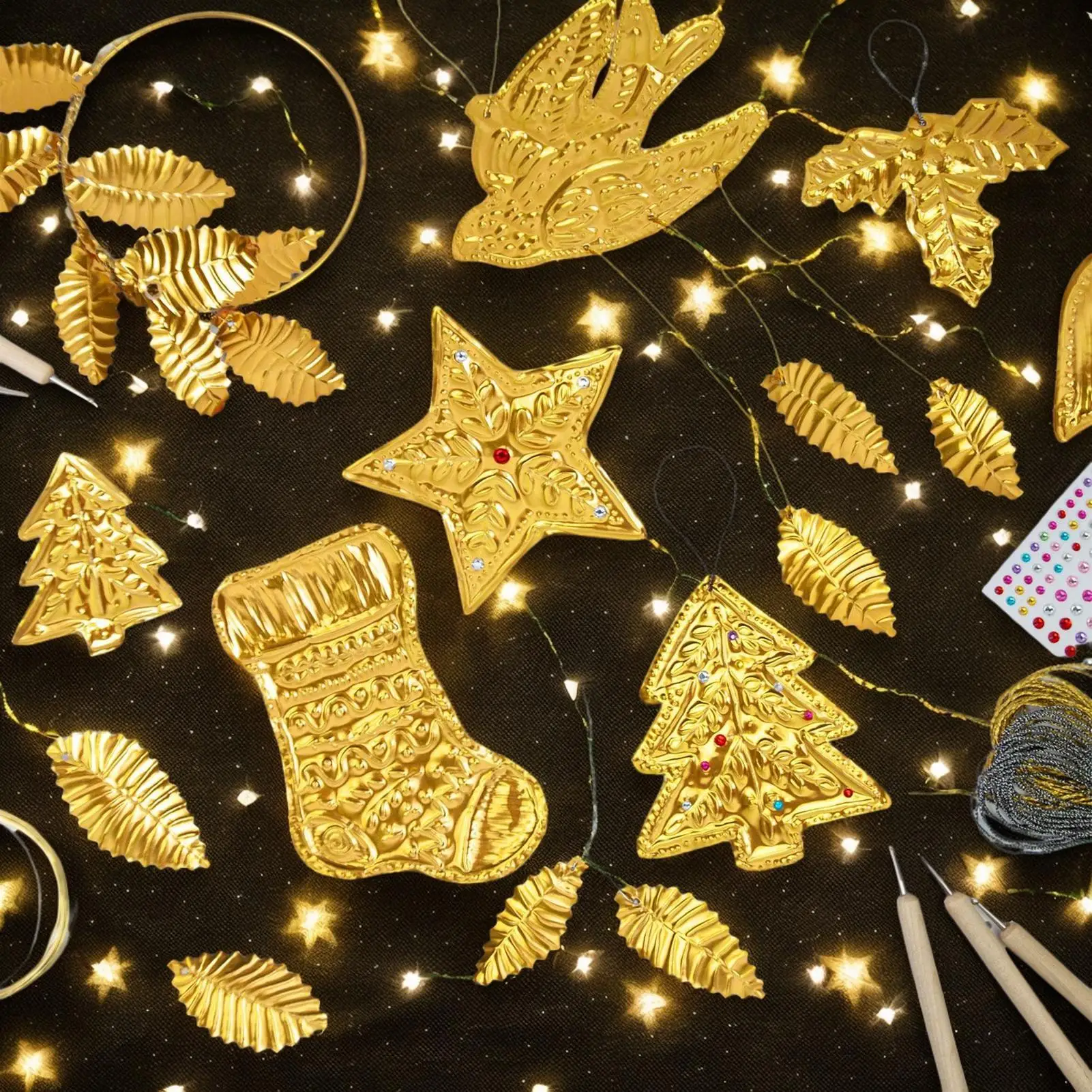 Folienbögen zum Basteln, handgefertigtes Folienpapier-Bastelset, Silber, Gold, Schimmer, glänzende Prägung, Gravur, Malset, Bastelkunst