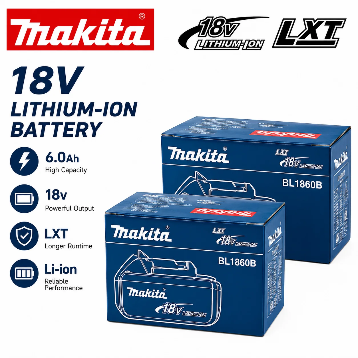 18V 6,0Ah Lithium-Ionen-Akku Kompatibel mit Makita LXT BL1860B BL1850B BL1840B Kabellosen Elektrowerkzeugen, Akku mit langer Laufzeit