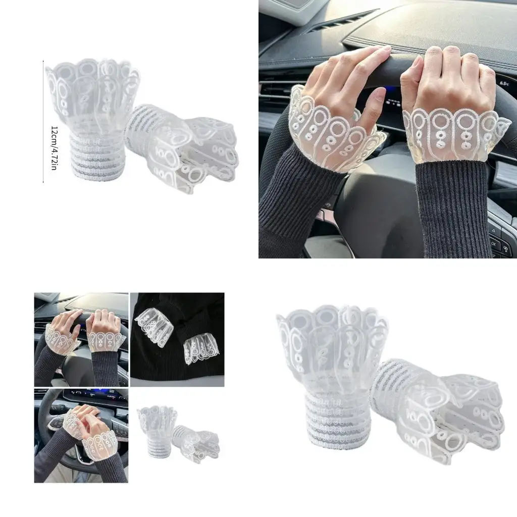 

39BD Lace Blouses Sleeves Faux Sleeves Female Clothes False Cuff Decorative WristCuff