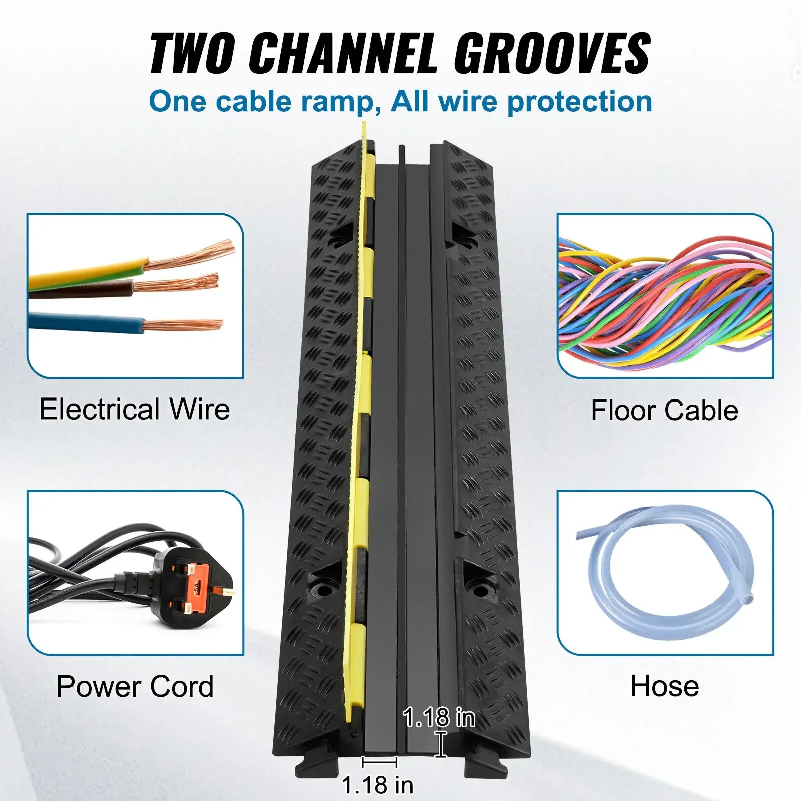 VEVOR-Atualização Borracha Cable Protector Ramp, 2 Channel, 12000 lbs/eixo Capacidade, Heavy Duty Mangueira, Tampa do fio, garagem, 3 Pack