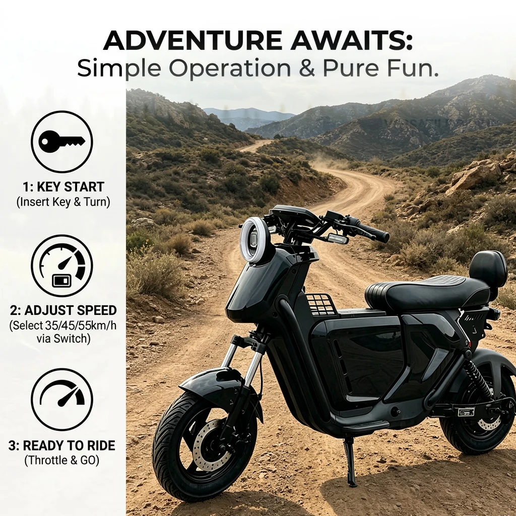 10 Inch Wheels Waterproof Disc Brake System Ultra Long Range Off Road Electric Motorbike Suitable For Outdoor Adventure Riding