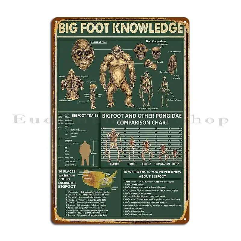 Bigfoot connaissance Plaque métallique affiche décoration salon personnalisé Vintage maison étain signe affiche