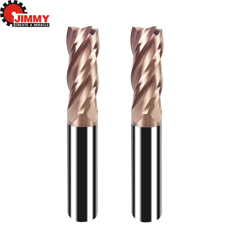 JIMMY HRC55 Tungsten Steel Hardened End Mill 4 Flute Silicon Coated Alloy Carbide Milling Cutter CNC Machine Tools