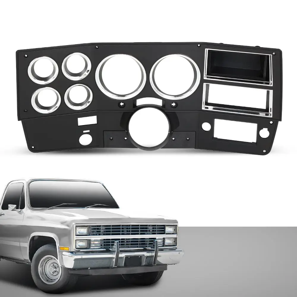 Moldura do painel do caminhão com A/C e furo do interruptor do limpador compatível com Chevy Gmc Truck Blazer Suburban 1981-1983 preto com caixa de armazenamento