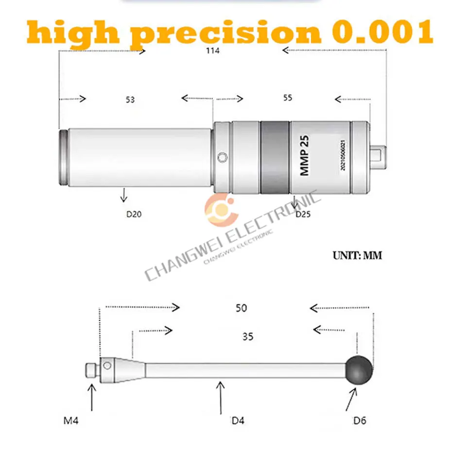 Newly 3D light edge finder CNC machining center sub-center rod detection sensor glowing sound high precision 0.001mm MMP25