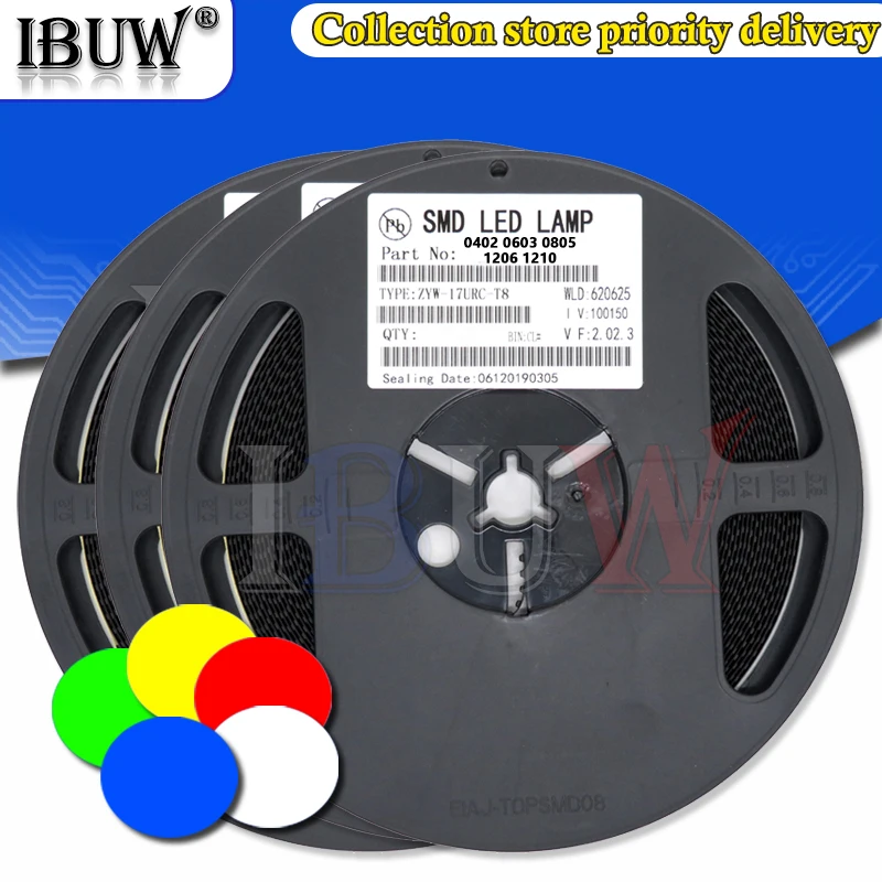 1Reel 0402 0603 0805 1206 1210 smd led Rot Gelb Grün Weiß Blau licht emittierende diode Klar LED Licht Diode set