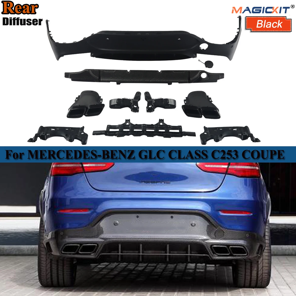 Rear Bumper Diffuser With Exhaust Tip Splitter Lip Protect for Mercedes Benz GLC Class X253 W253 C253 GLC200 260 300 2016+