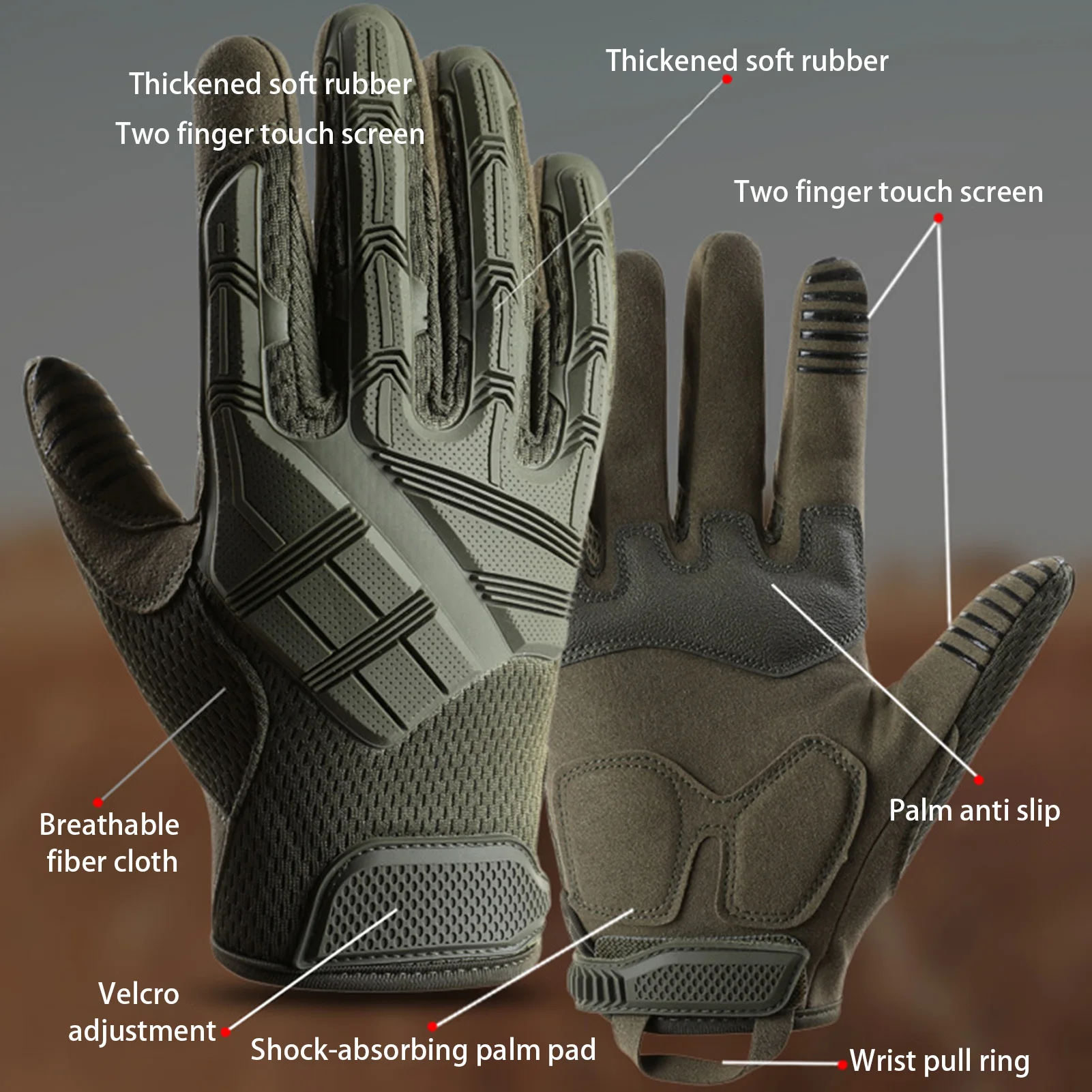 

Autumn Hiking Gloves Anti Slip Wear Resistant Tactical Gloves For Mountain Climbing Cycling Wild Survival Full Finger Mittens