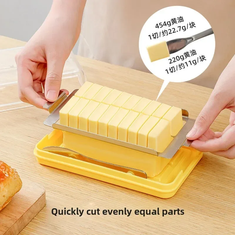 Multipurpose 304 Stainless Steel Butter Container with Transparent Lid and Built-in Fork