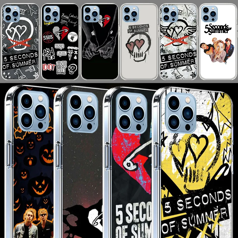 5 Sos Seconds Summer Clear For Apple iPhone 16 15 Pro Max Cover 14 Plus 13 12 Mini 11 Pro XR XS Max Phone Case Silicone TPU Cute