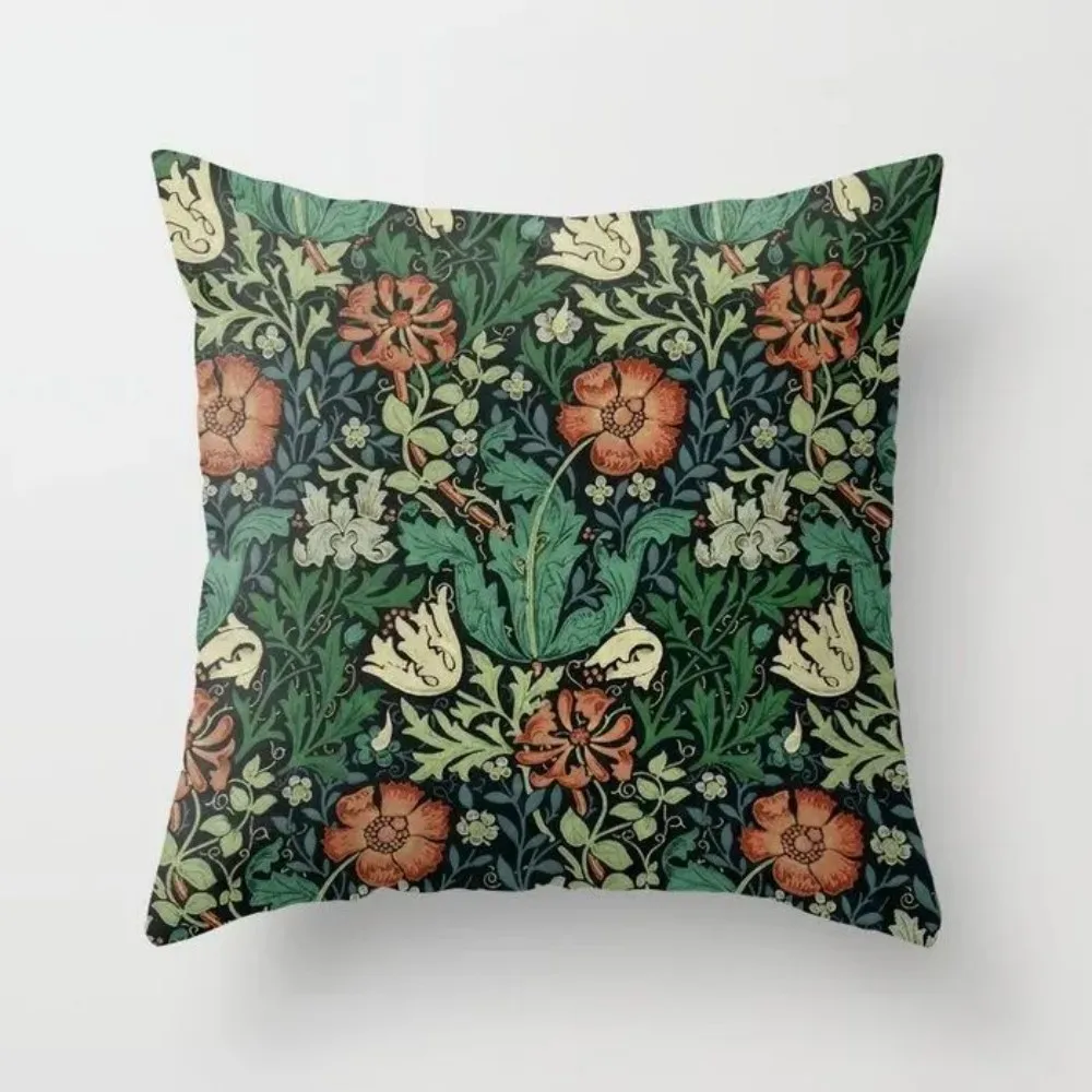 VIKAMA Vintage Floral Linen Cushion Cover Bohemian Style Sofa Pillowcase Bedroom Decorative Cushion Cover