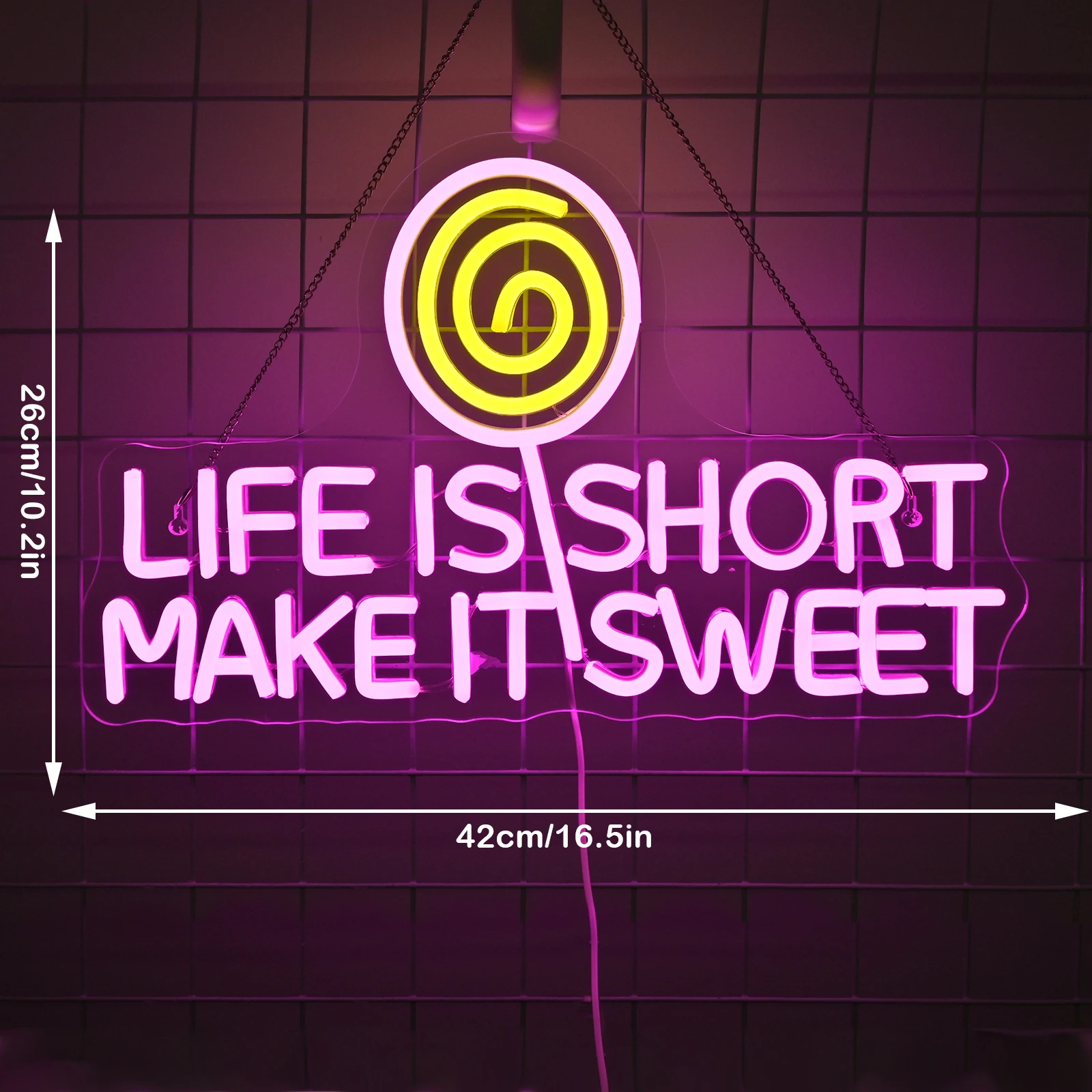 Candy Sweet Life ป้ายนีออน Lollipop Letter Art โลโก้ห้องนอนตกแต่ง Wall Light Up Sign Party Bar Club ร้านขนมหวานโคมไฟ