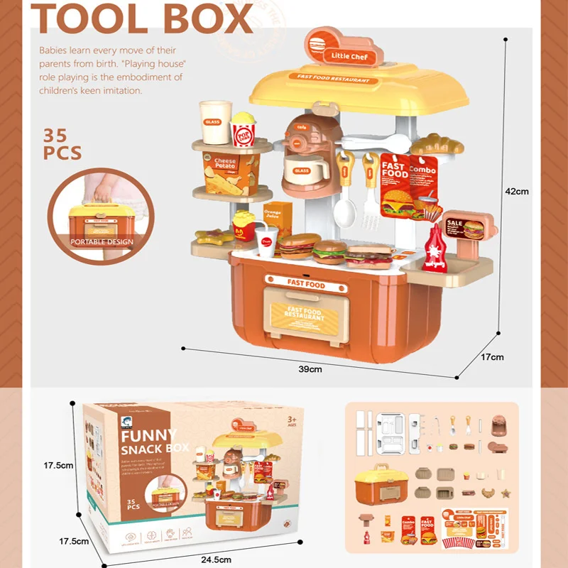 Children's Fun Simulation Pretend Play House Kitchen Table Food Medical Box Cooking Toys Educational Birthday Gift New