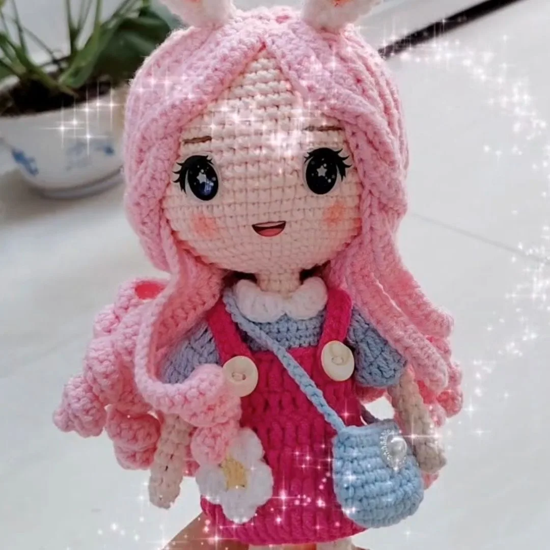 Handmade yarn DIY beautiful girl crochet doll finish doll for kid's gift