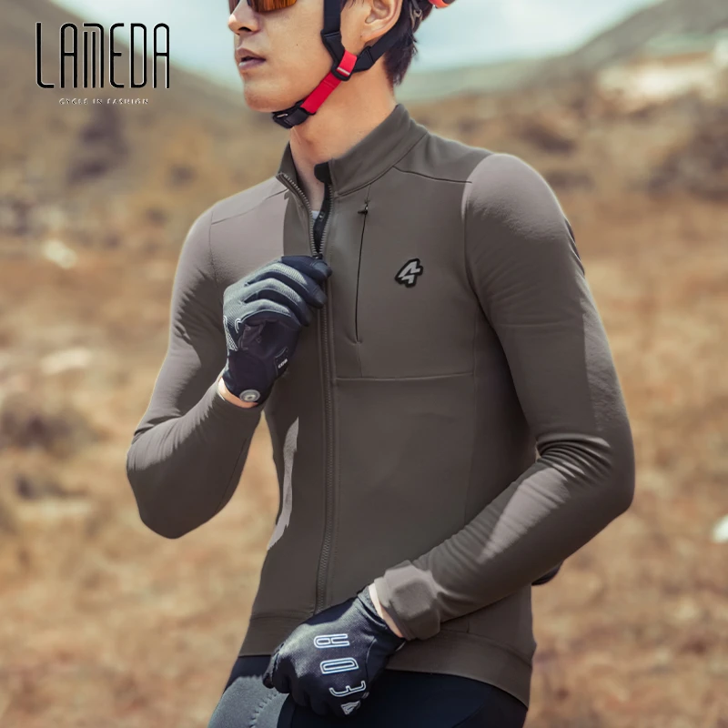 Lameda Fleece Long Sleeve Cycling Jersey Tight Cycling Clothes For Men Warm And Windproof Men\'s Cycling Jerse