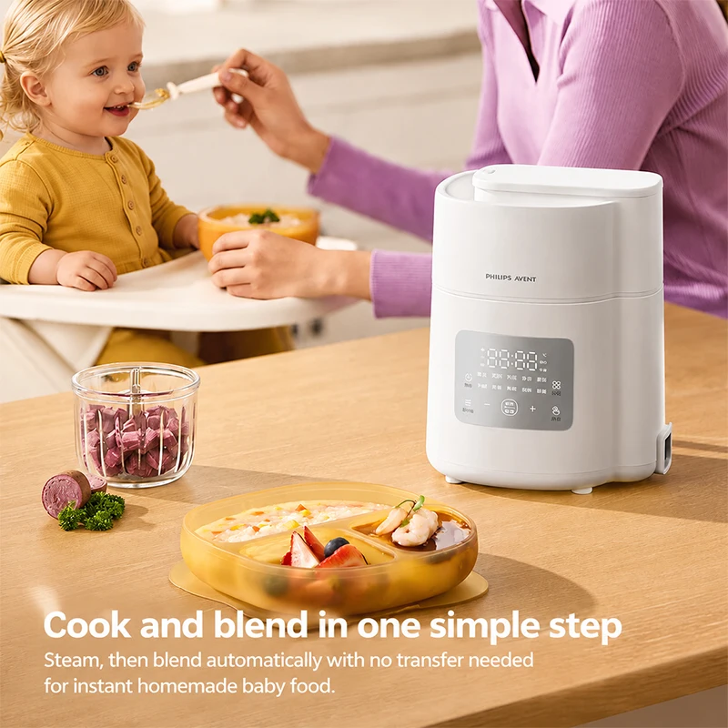 Philips Avent 3-in-1 Steam Baby Food Maker 500W 316L 6 Blades 24H Reservation & Constant Temp 300mL Glass Bowl