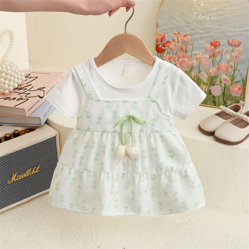 Summer New Small Floral Baby Girl Dress Sweet And Cute Children'S Clothing (6-24 Months)