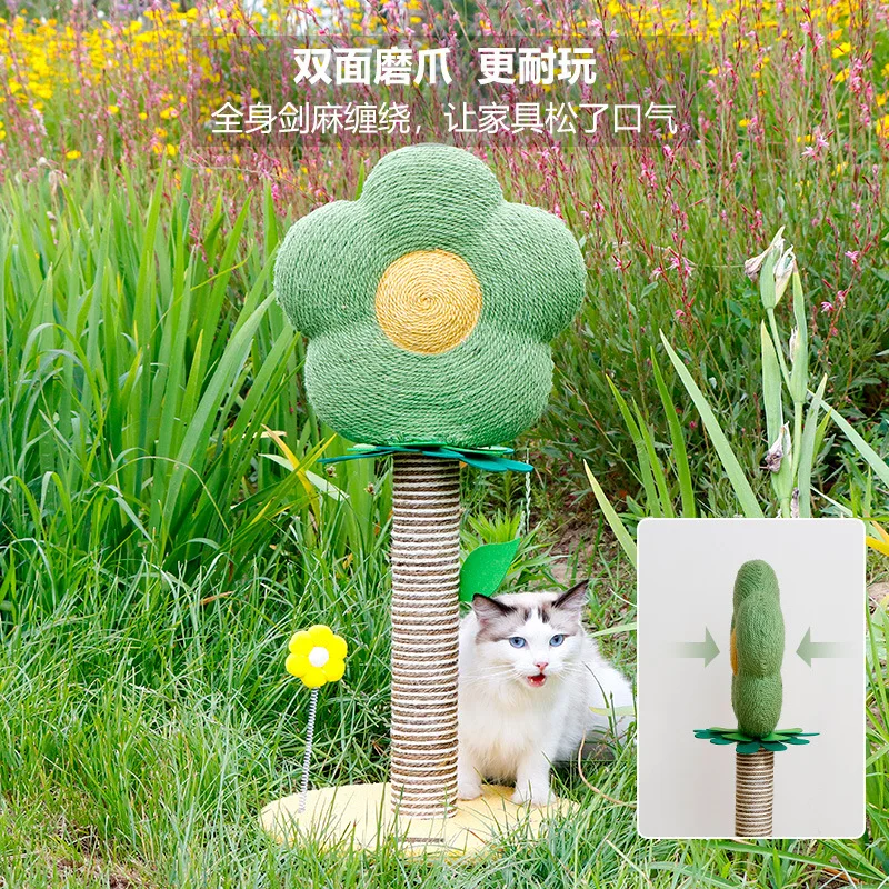 Rascador vertical de sisal para gatos – Afila garras y juega