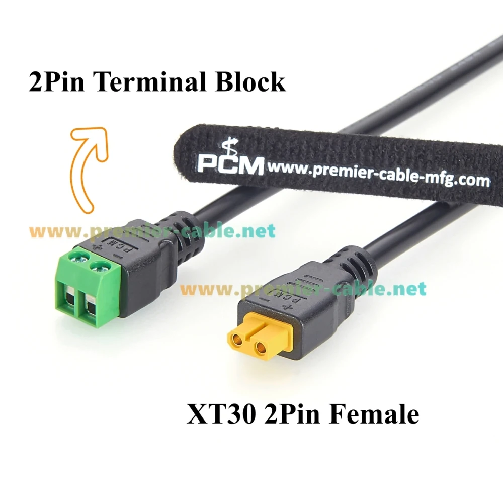 XT30 Female to 2 Pin Screw Terminal Block Power Cable 18AWG XT30 to 5.0mm Pitch Solderless Terminal Adapter Wire for RC Battery