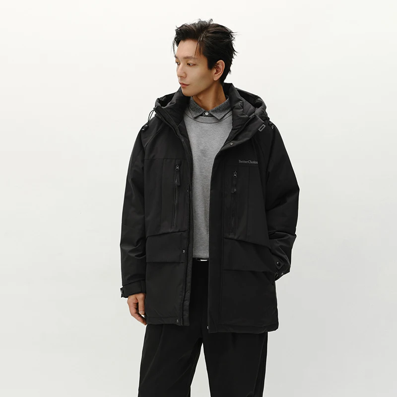 Semir Down Jacket Men Mid-Length Hooded Sport Colorblock 2025 Winter Man Clothes Warm Outerwear Windproof Warm Colorblock Design