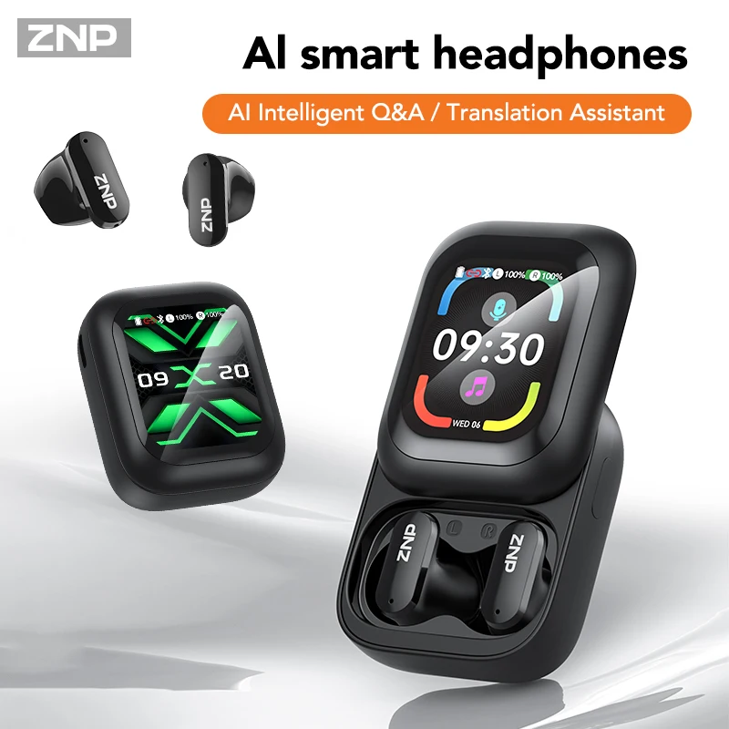 ZNP N04 TWS Wireless Earbuds With Touch Screen Bluetooth AI Translation Headphones Comfort Fit Noise Reduction Earphones