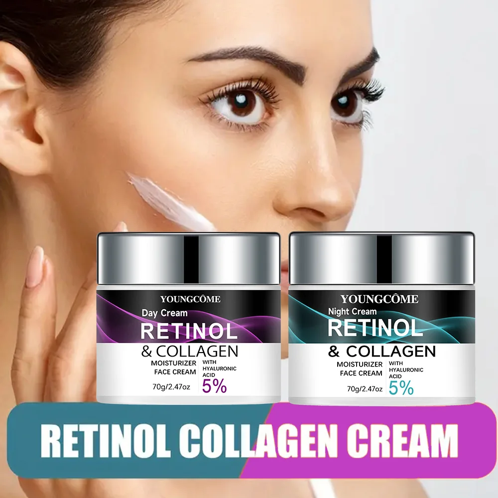 Day and Night Retinol Collagen Facial Cream Moisturiser Facial Anti Aging Skin Care Repair Fade Fine Line Whitening Skin