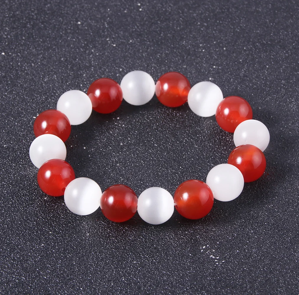 Anime Fruits Basket Kyo Sohma Bracelet White Red Crystal Beads Bangle Bracelets for Women Men Cosplay Props Jewelry