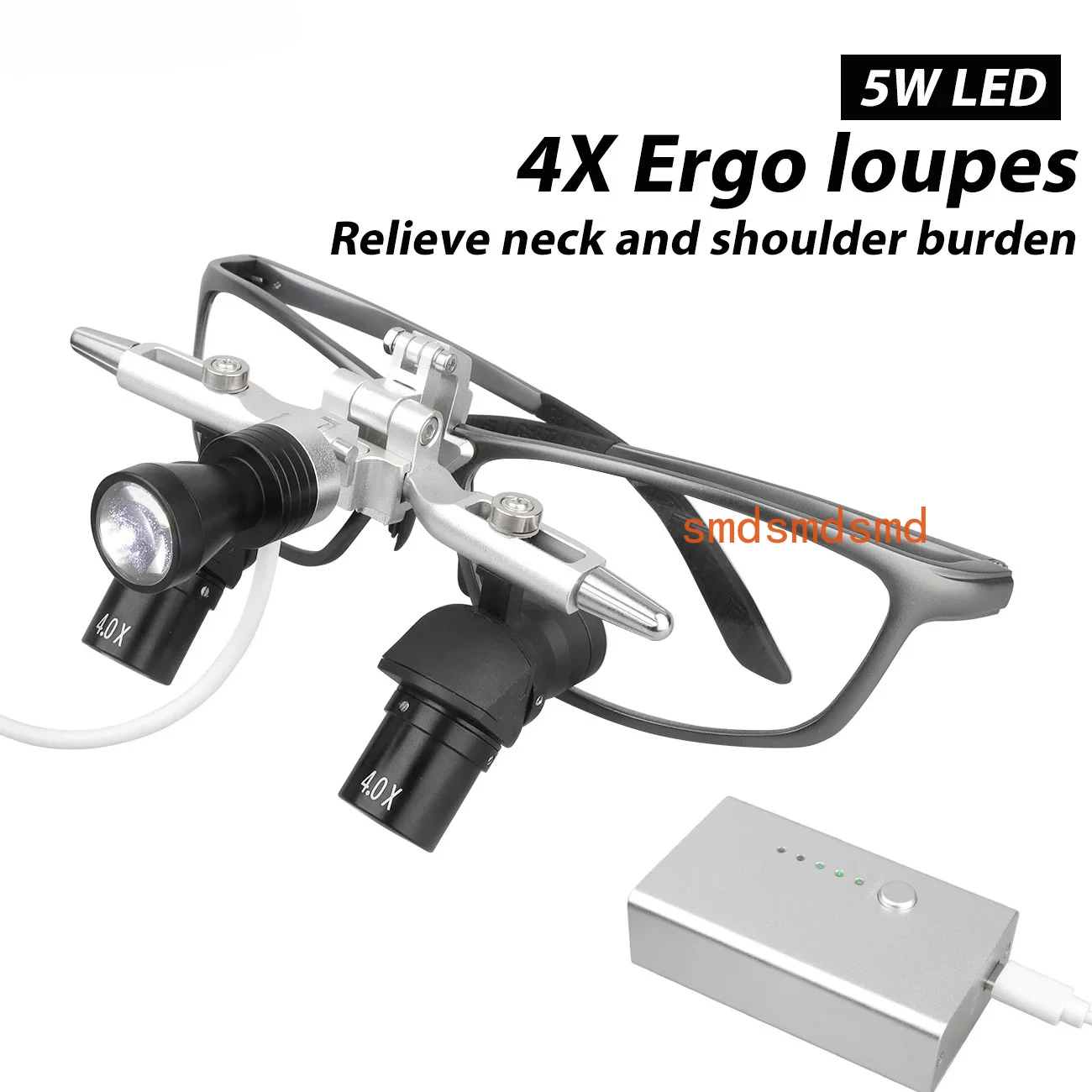 

Светодиодный стоматологический светильник 48 ° Эргономичные бинокулярные лупы 4X с регулируемым прожектором 5 Вт для стоматологии и хирургии