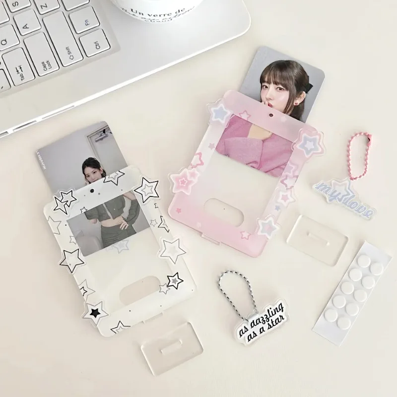 

Sweet American Star Photocard Display Stand Kpop Photo Card Acrylic Idol Photocard Holder for Desk Collectible Case for Girl