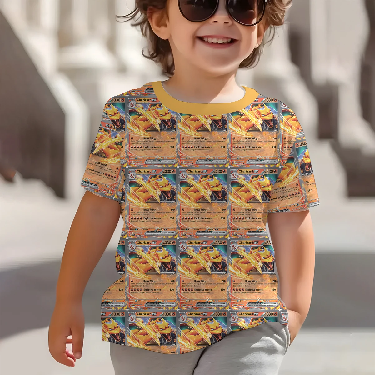 Cool Cartoon Cards Charizard 3D Print Baby Clothing 5 to 14 Years Male Outdoor Clothes for Children Boy Girl Child Top Shirts