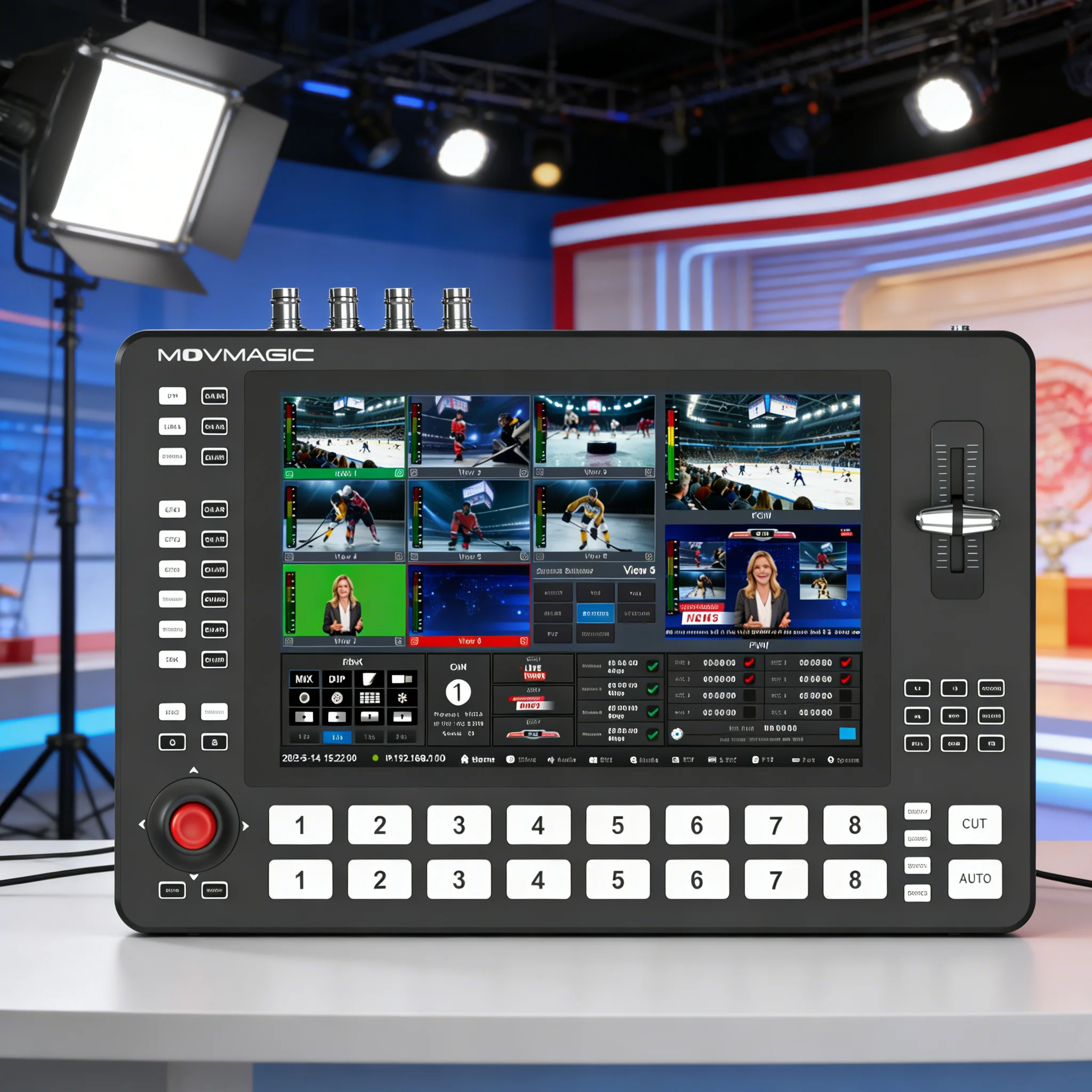 M8, Video Mixer, 8-Channels ISO Professional Video Switcher with 10.1