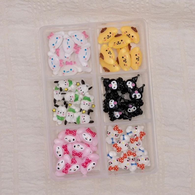 10pcs Cute Cartoon Nail Art Ornaments Cute MINISO Cat Rabbit Dog Series Resin Nail Jewelry Charms Rhinestone Gems Kit Crafts