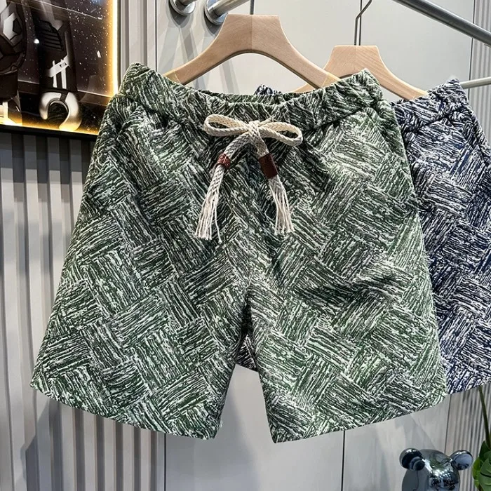 

American High Street Casual Elastic Waist Five-Point Shorts Men's Summer Thin Loose Sports Big Boxer Shorts Polyester Fiber