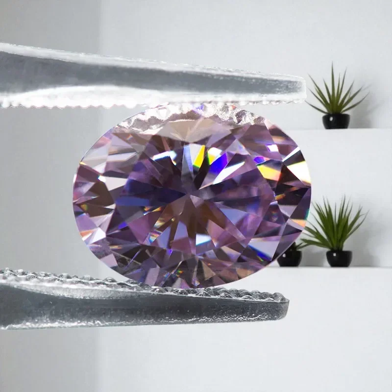 

Oval Cut Moissanite Stone Light Purple VVS Clarity Loose Gemstone Pass Diamond Tester With Certificate For Jewely Making