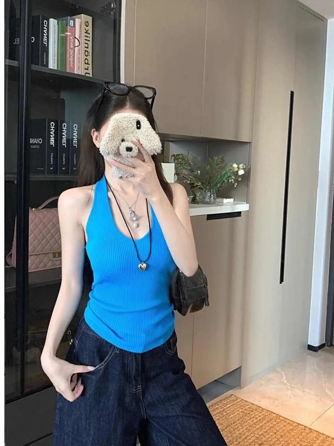 

Slim Fit Knitted Tube Top Vest Women's Summer Vintage Stylish Backless Sleeveless Pullover Soft Pure Color Casual Fashion